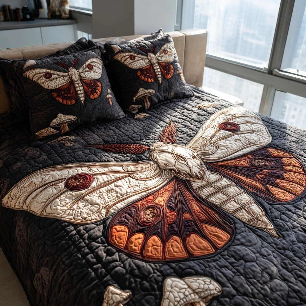 Orange Skull 3-Piece Quilted Bedding Set NCU0VL3745