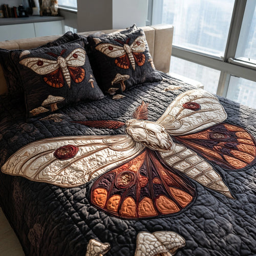 Orange Skull 3-Piece Quilted Bedding Set NCU0VL3745
