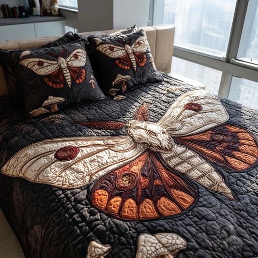 Orange Skull 3-Piece Quilted Bedding Set NCU0VL3745