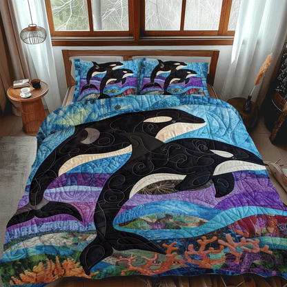 Orca Song Waves 3-Piece Quilted Bedding Set NCU0DV222