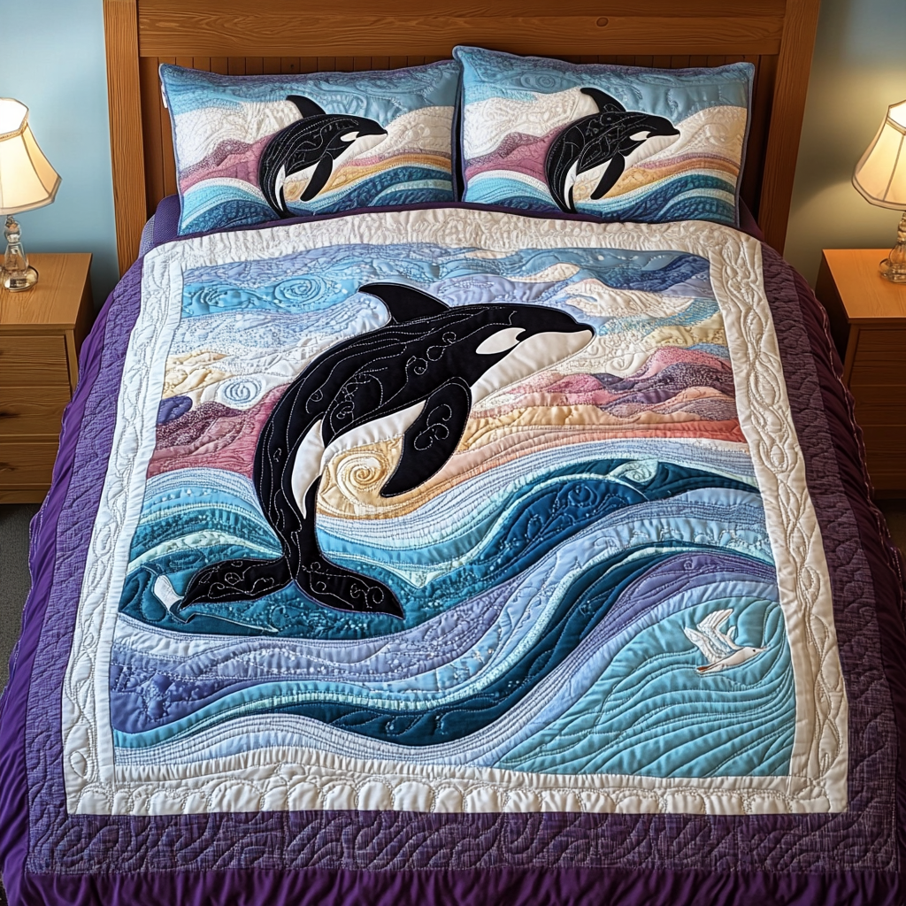 Orca Grace 3-Piece Quilted Bedding Set NCU0VH1254 – Vantique