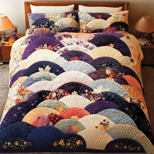 Orchid Fans 3-Piece Quilted Bedding Set NCU0NT7121
