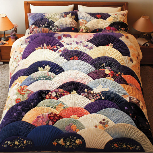 Orchid Fans 3-Piece Quilted Bedding Set NCU0NT7121
