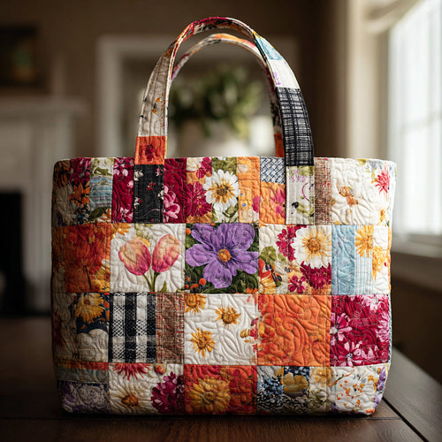 Orchid Flower Quilted Tote Bag NCU0HH599