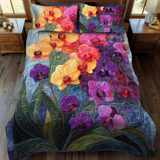 Orchid Meadow 3-Piece Quilted Bedding Set NCU0PT5275