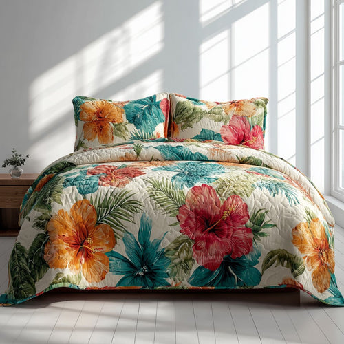 Orchid Oasis 3-Piece Quilted Bedding Set NCU0VL3557