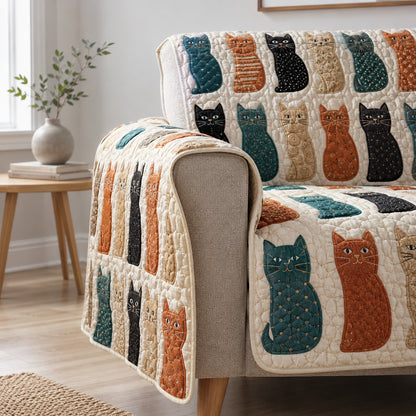 Orderly Purr Parade Quilted Sofa Cover NCU0VL3959