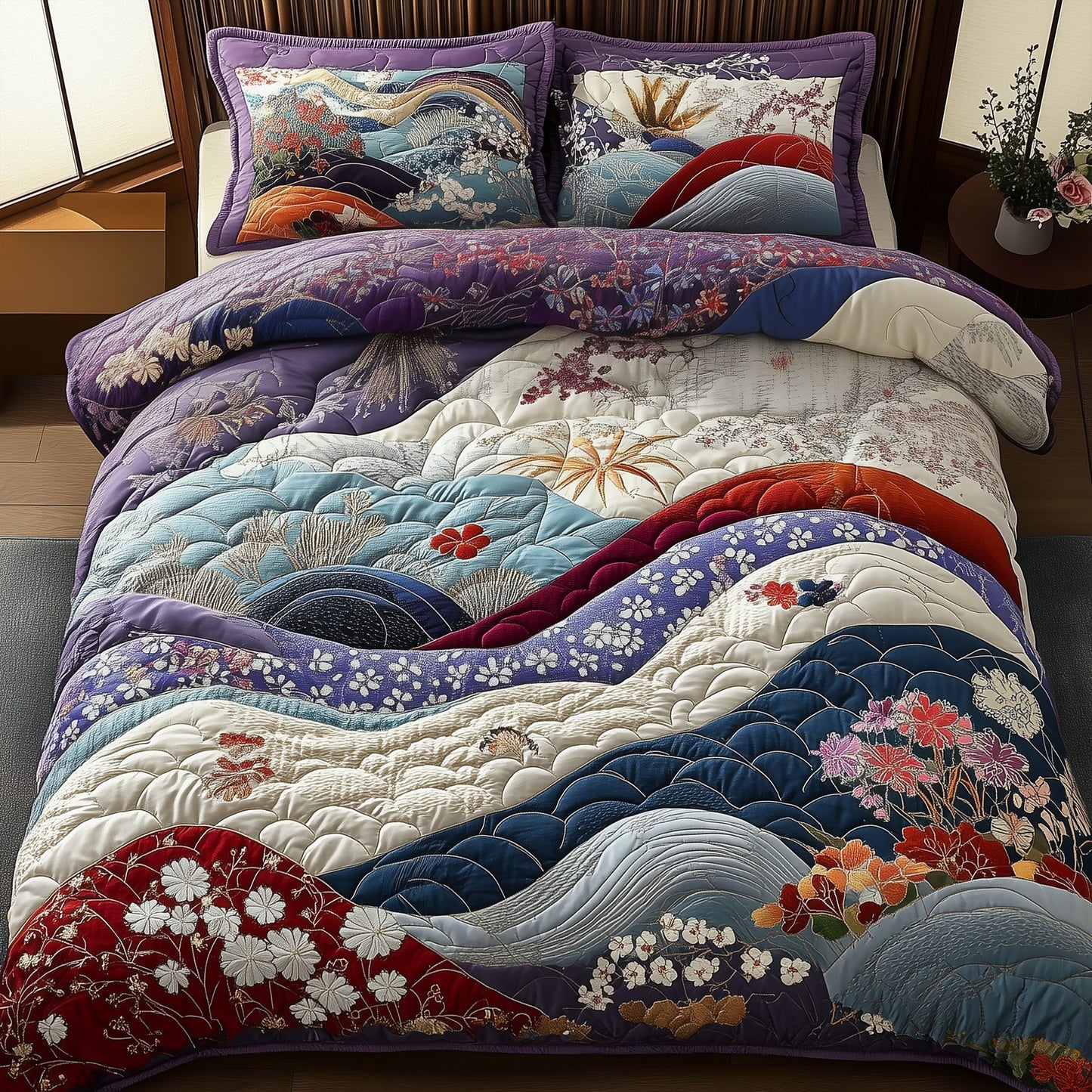 Origami Path 3-Piece Quilted Bedding Set NCU0PT6546