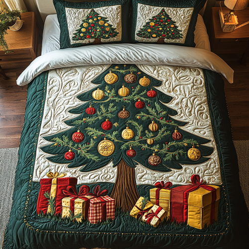 Ornament Bliss 3-Piece Quilted Bedding Set NCU0VH835