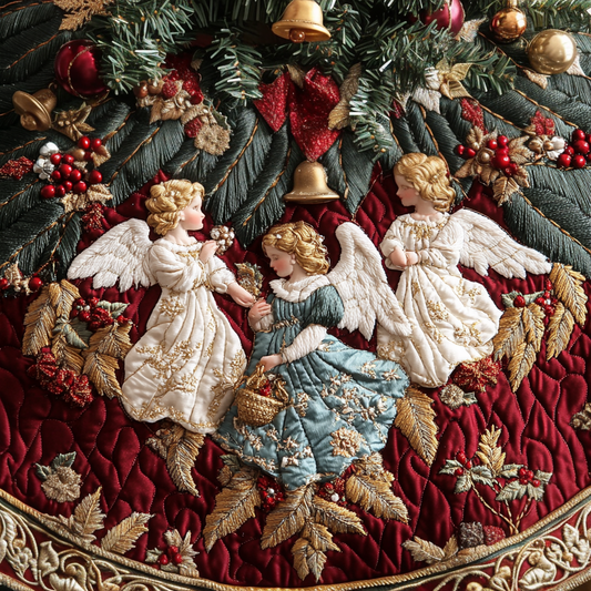 Ornaments of Heaven Christmas Quilted Tree Skirt NCU0DV2275
