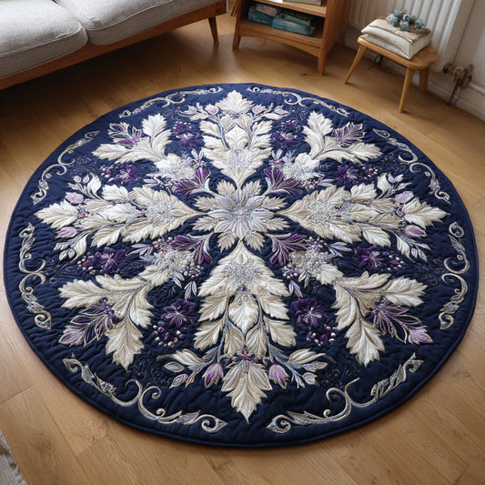 Ornate Snowflake Majesty Quilted Round Mat NCU0HH416
