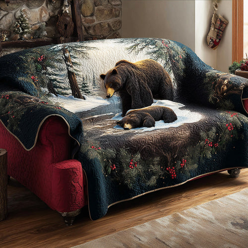 Outland Forest Bear Quilted Sofa Cover NCU0TD1622