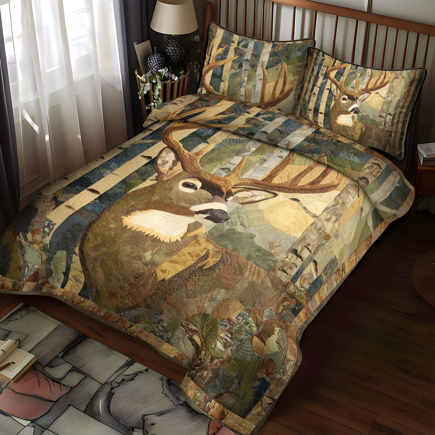 Outland Stag 3-Piece Quilted Bedding Set NCU0PT7455