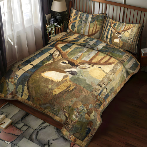 Outland Stag 3-Piece Quilted Bedding Set NCU0PT7455