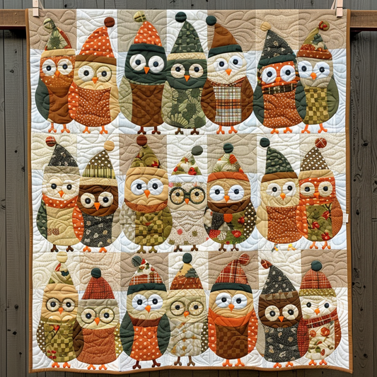 Owl Beanie Squad Quilted Blanket NCU0NT059