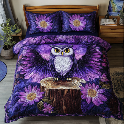 Owl Art 3-Piece Quilted Bedding Set NCU0DK8185