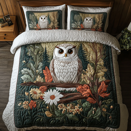 Owl Blossom 3-Piece Quilted Bedding Set NCU0VH2533