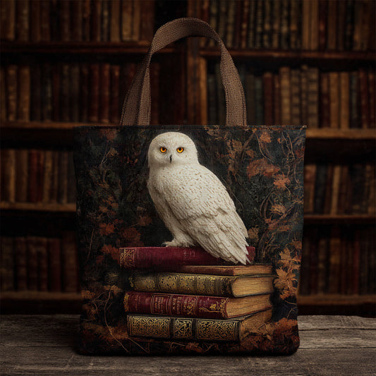 Owl Book Stack Quilted Tote Bag NCU0HH715