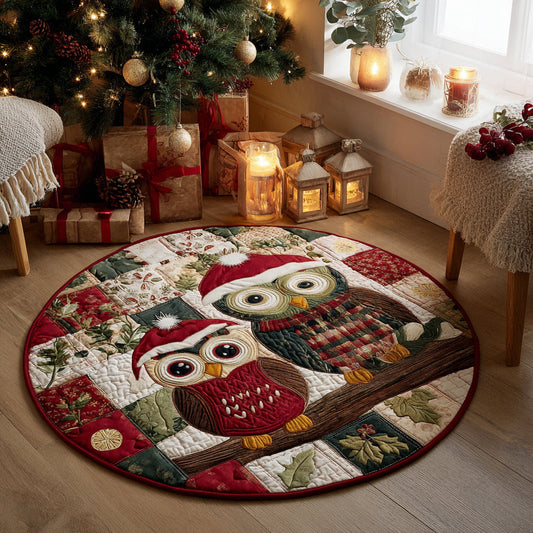 Owl Christmas Quilted Round Mat NCU0HH1375