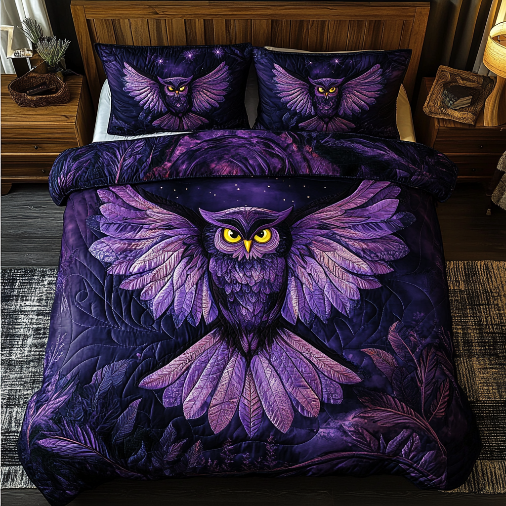 Owl Dream 3-Piece Quilted Bedding Set NCU0DK8187