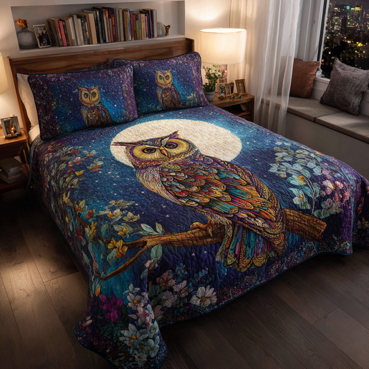 Owl Dream 3-Piece Quilted Bedding Set NCU0DK8344