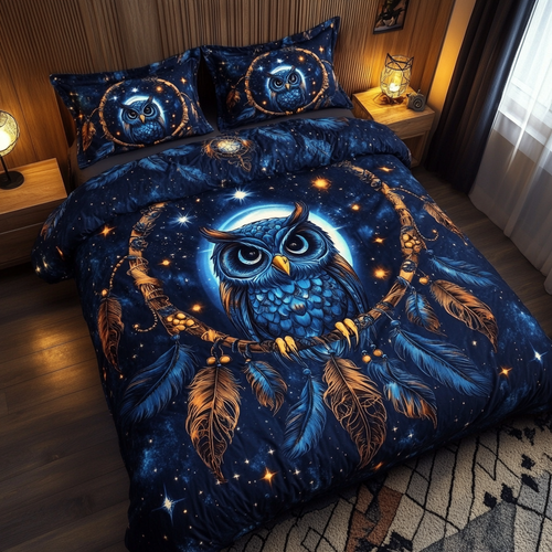 Owl Embrace 3-Piece Quilted Bedding Set NCU0DK3291