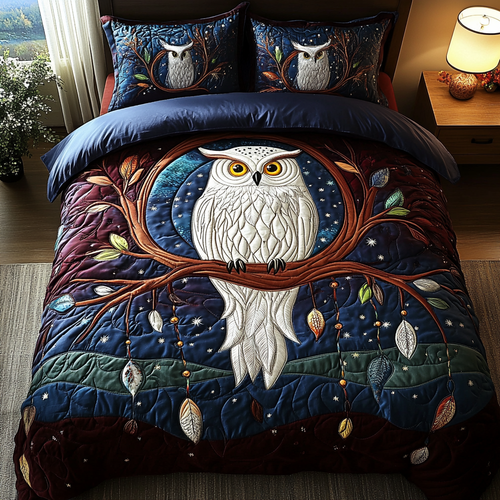 Owl Embrace 3-Piece Quilted Bedding Set NCU0DK3337