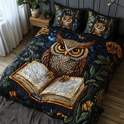 Owl Eyes 3-Piece Quilted Bedding Set NCU0DK8348