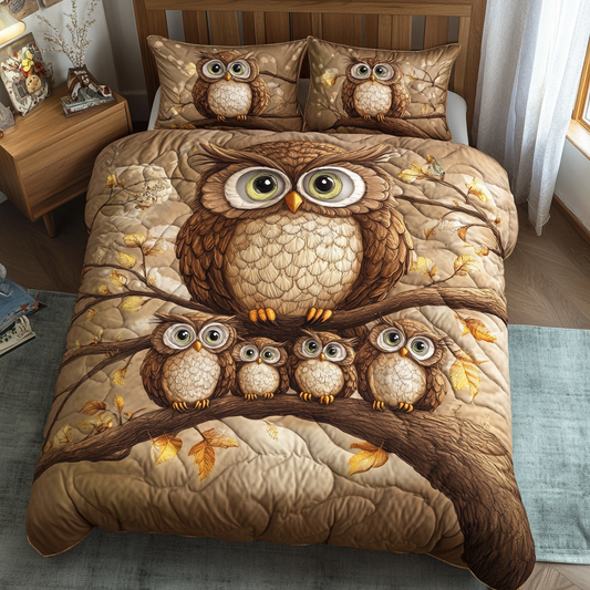 Owl Family Quilted Bedding Set NCU0DK6448