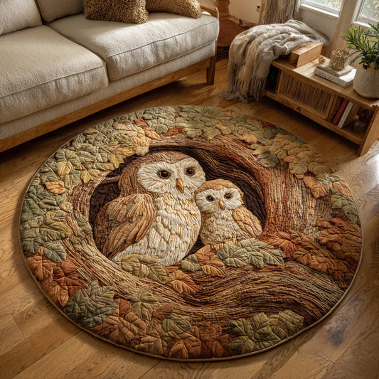 Owl Family Quilted Round Mat NCU0HH1376