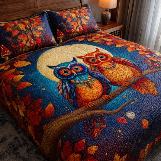 Owl Flight 3-Piece Quilted Bedding Set NCU0DK8346