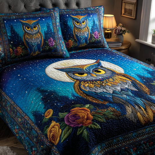 Owl Glow 3-Piece Quilted Bedding Set NCU0DK8611