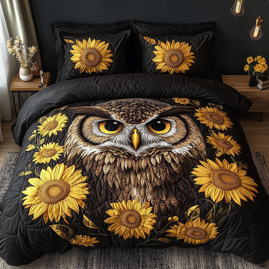 Owl Glow 3-Piece Quilted Bedding Set NCU0DK9342