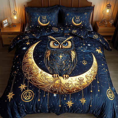 Owl Haven 3-Piece Quilted Bedding Set NCU0DK9339