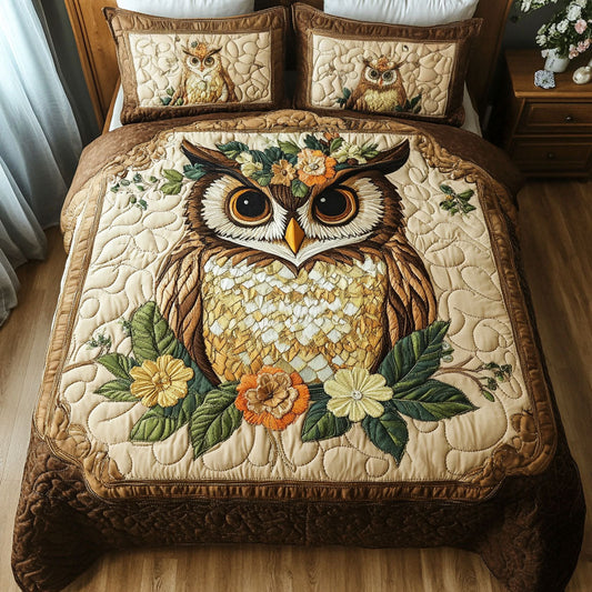 Owl Haven 3-Piece Quilted Bedding Set NCU0NT2547