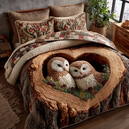 Owl Heart Nest 3-Piece Quilted Bedding Set NCU0NT11770