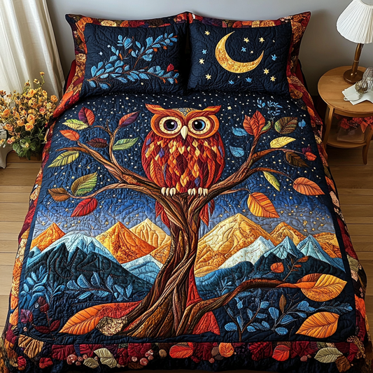 Owl Journey 3-Piece Quilted Bedding Set NCU0DK8614