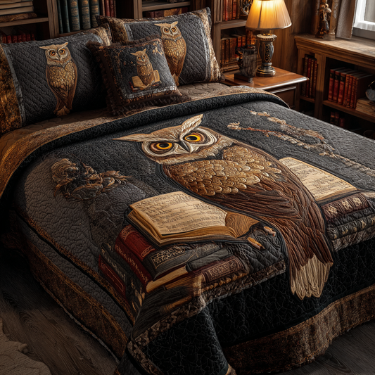 Owl Magic 3-Piece Quilted Bedding Set NCU0DK8349
