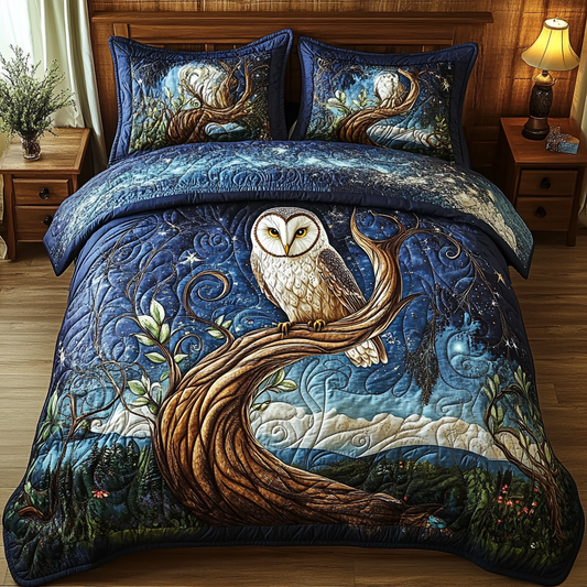 Owl Nocturne 3-Piece Quilted Bedding Set NCU0DV6167
