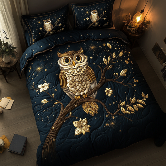 Owl Radiance 3-Piece Quilted Bedding Set NCU0DK9340