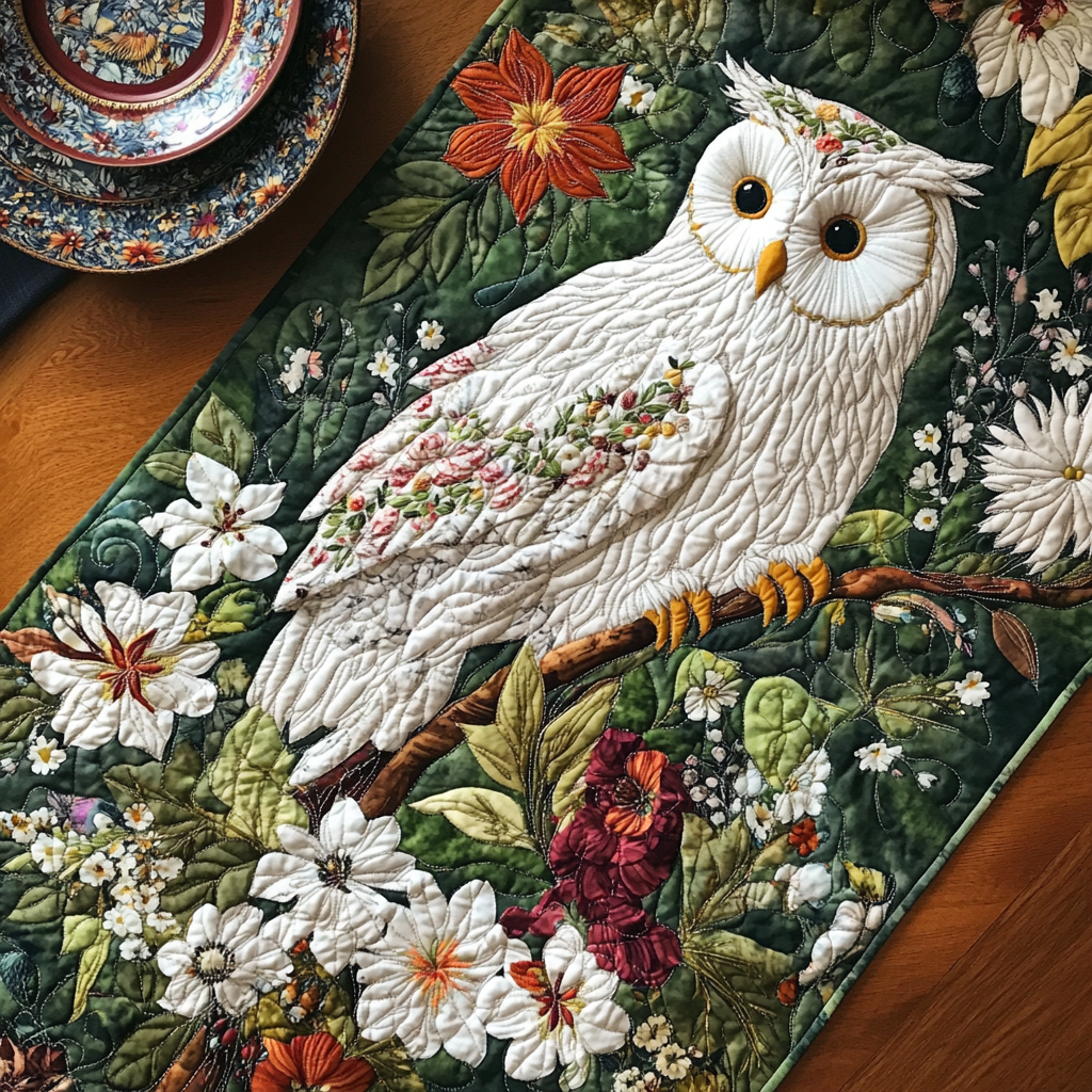 Owl Serenade Quilted Table Runner NCU0DV604