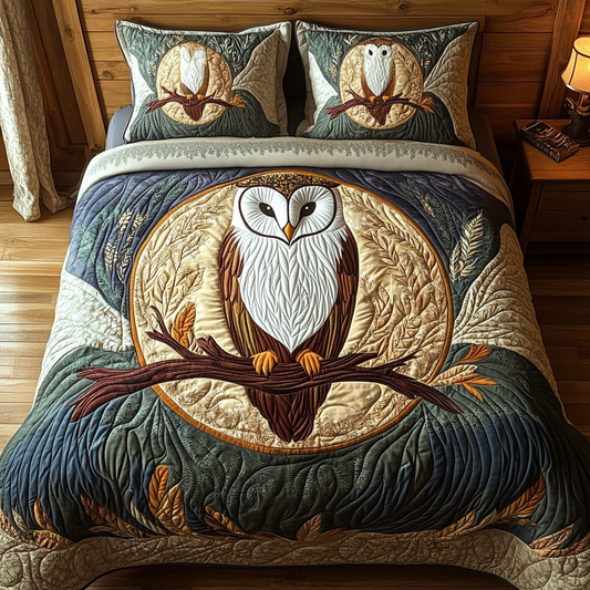 Owl Silence 3-Piece Quilted Bedding Set NCU0DV6165