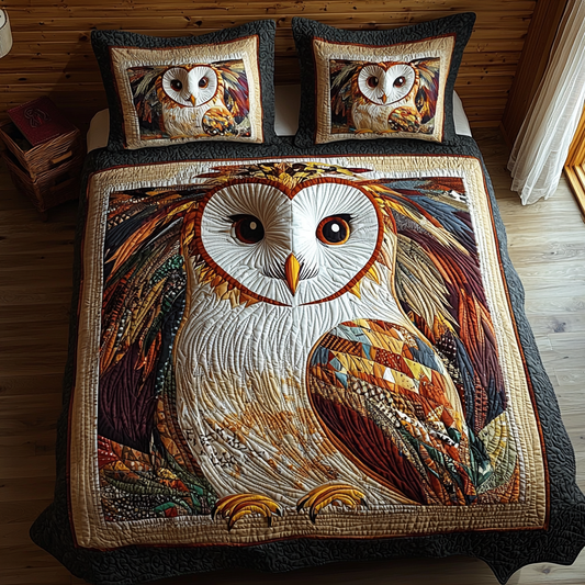 Owl Staring 3-Piece Quilted Bedding Set NCU0DV6166