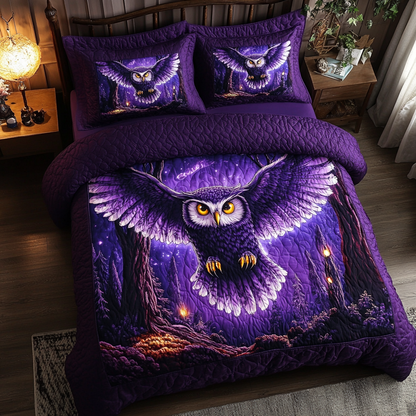 Owl Style 3-Piece Quilted Bedding Set NCU0DK8186
