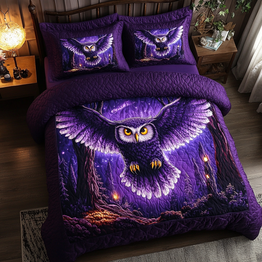 Owl Style 3-Piece Quilted Bedding Set NCU0DK8186