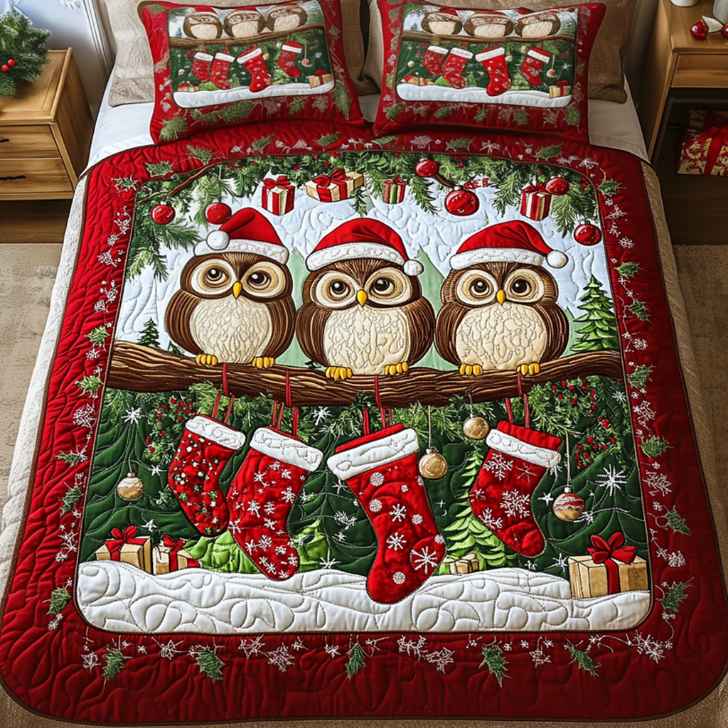 Owl Tidings 3-Piece Quilted Bedding Set NCU0VH722