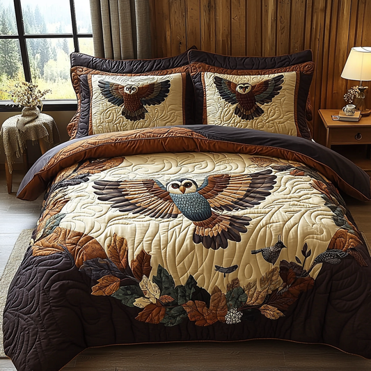 Owl Vintage Charm 3-Piece Quilted Bedding Set NCU0DV6135