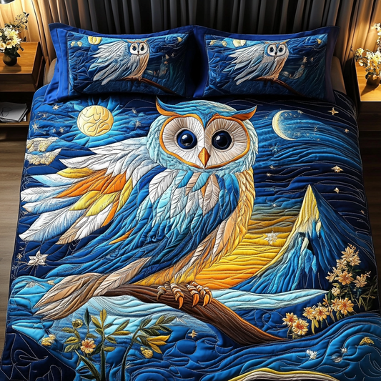 Owl Watch 3-Piece Quilted Bedding Set NCU0DK8609