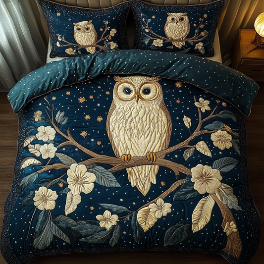 Owl Whisper 3-Piece Quilted Bedding Set NCU0DK9341