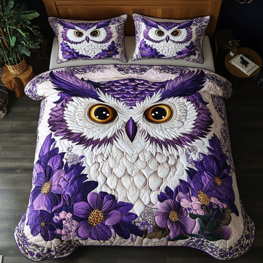 Owl Wisdom 3-Piece Quilted Bedding Set NCU0DK8181